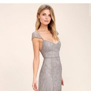 Evening Dreaming Lace Gray Maxi Dress